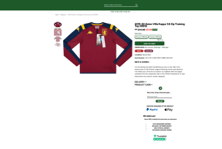 Sudadera de entrenamiento con cremallera de 1/4 Aston Villa Kappa 2019-20 Niños por 10,79€