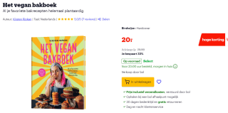 Het vegan bakboek van Kirsten Ripken voor €20 bij Bol