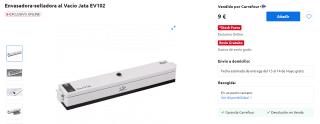 Envasadora-selladora al Vacío Jata EV102 por 9€