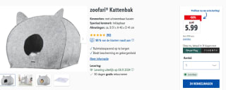 Zoofari kattengrot met uitneembaar kussen voor €5,99 in de Lidl webshop