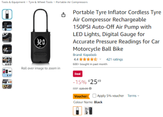 Take a portable tyre inflator for only £22.94 only at Amazon