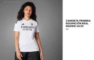 Camiseta de la 1ª Equipacion del Real Madrid para Mujer Adidas Temporada 24/25 por 23€