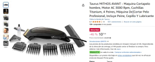 Cortapelos Taurus Mithos Avant Premium por 10,74€