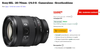 Sony SEL - 20-70mm - f/4.0 G - Cameralens - Groothoeklens voor €1.105,05 bij Bol