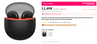 HAYLOU X1 Neo TWS Auriculares Bluetooth 5.3, Baja Latencia 0.06s, 20H de Autonomía, Control Táctil por 11,49€