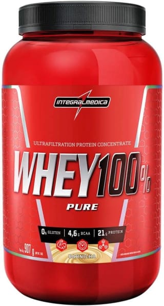 Whey 100% Pure da Integral Médica, sabor Baunilha de 907g - R$ 113,30