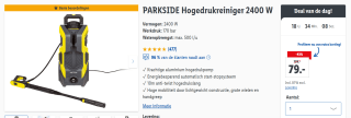 Parkside Hogedrukreiniger 2400 W 170 bar voor €79 in de Lidl Webshop