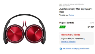 Audifonos Alámbricos Sony Mdr-Zx310Ap/R por $172 en Elektra