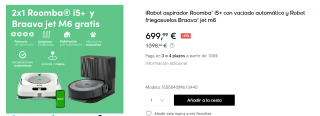 iRobot aspirador Roomba® i5+ con vaciado automático y Robot friegasuelos Braava® jet m6 por 699.99€