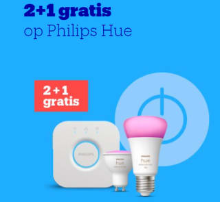 2+1 gratis op Philips Hue slimme verlichting bij Bol