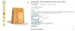 Pasta sin gluten de maiz y arroz DIALSÍ 300gr por 2,48€