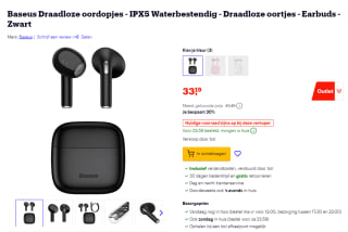 Baseus Bowie E8 draadloze oordopjes voor €33,19 bij Bol