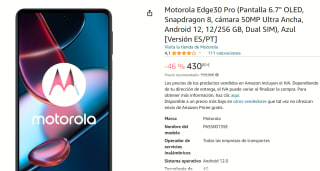 Motorola Edge 30 Pro 12GB/256GB voor €430 bij Amazon