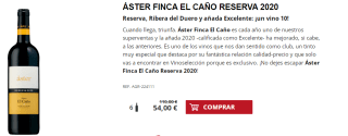 6 Botellas de Áster Finca El Caño Reserva 2020 por 44€