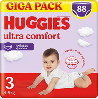 Huggies Ultra Comfort Talla 3 (6-11 kg), 2 Packs x 44 Pañales, Total 88 Pañales por 16,93€