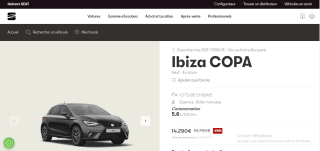 Voiture Seat Ibiza Copa - essence, 1.0 TSI 95 CH BVM5 à 14,290€