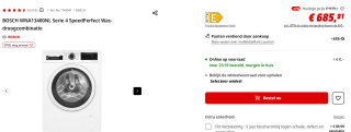 Bosch WNA13400NL Serie 4 was-droogcombinatie voor €685,91 bij de Mediamarkt