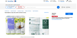 64 rollos Papel higiénico 3 capas ultra confort Carrefour 2x32 unidades a solo 18,65€