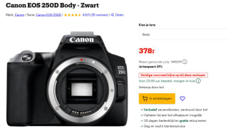Canon EOS 250D Body - Zwart voor €378 bij Bol