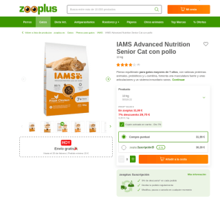 IAMS Advanced Nutrition Senior Cat con pollo 10kg por 29,75€