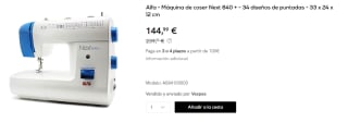 Máquina de coser Alfa Next 840 + - 34 diseños de puntadas por 144.99€