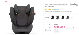 Siège-auto Cybex Solution G i-Fix Groupe à 168,90€