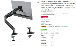 BONTEC Monitor Arm voor 13-34 inch Schermen,