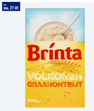 Brinta Volkoren graanontbijt 500 g voor€1,39 bij de Aldi