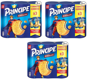 3 Paquetes de Príncipe Original - Galletas Rellenas de Chocolate con Leche - 3 x 300 g por 11.77€