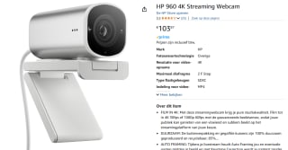HP 960 Streaming - Webcam voor €103,87 bij Amazon