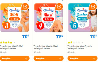 1+1 gratis op Trekpleister luiers maat 3, 4 en 5