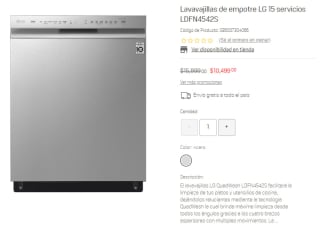 Lavavajillas de Empotre LG 15 Servicios por $10,499 en Suburbia