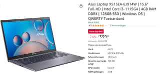 Asus X515EA-EJ914W laptop voor €354,99 bij Amazon
