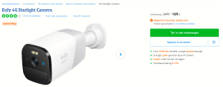 Eufy 4G Starlight 2K Draadloze beveiligingscamera - 8GB Opslag - voor €129 bij Coolblue