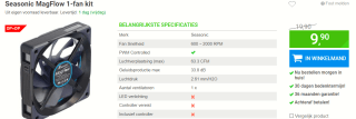 Seasonic Ventilator MagFlow 1225PWM 1-fan kit voor €9,90 bij Megekko