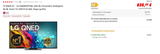 Televisor QNED 55" - LG 55QNED87T6B, UHD 4K, Procesador Inteligente 4K α8, Smart TV, DVB-T2 (H.265) por 638.02€