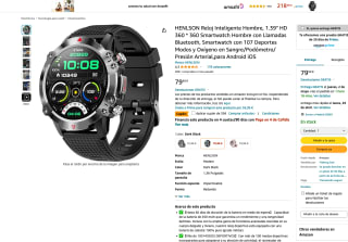 HENLSON Reloj Inteligente Hombr 1.39" HD 360 * 360 Smartwatch por 24,99€