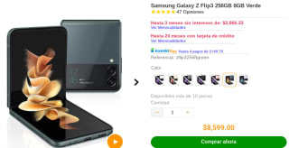 Samsung Galaxy Z Flip3 256GB por $8,599 en Doto