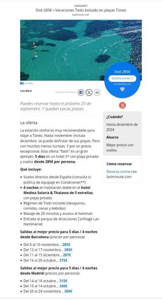 Túnez 5 días Todo Incluido con Vuelos desde 285€.