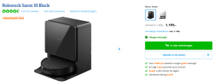 Roborock Saros 10 Black voor €1199 bij Coolblue