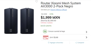 Router Xiaomi Mesh System AX3000 2-Pack por $1,999 en Claro Shop