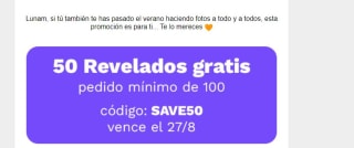 50 revelados gratis, cantidad mínima 100 a revelar
