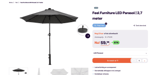 Feel Furniture LED Parasol (2,7 meter) voor €59,95