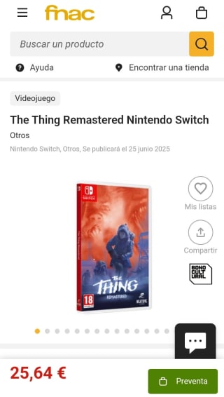 The Thing Remastered Nintendo Switch por 25,64€(socios)