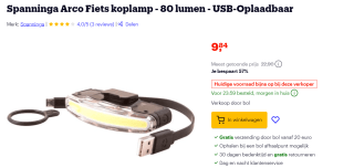 Fiets Koplamp Spanninga Arco USB oplaadbaar voor €9,84 bij Bol.com
