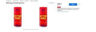 16x Bitter Kas sin alcohol lata 33 cl. por 10,62€