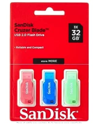 Pack 3x Pen Drive Cruzer Blade 32GB USB 2.0 - SANDISK por 4.9€