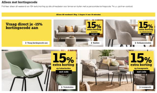 Dit weekend -15% extra op zitmeubelen bij Leen Bakker