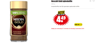Nescafé Gold oploskoffie 200 g voor €4,49 bij Dirk