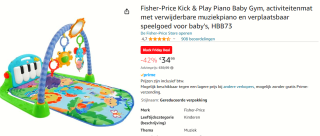 Fisher-Price Trappel en Speel Piano Speelmat voor €34,99 bij Amazon